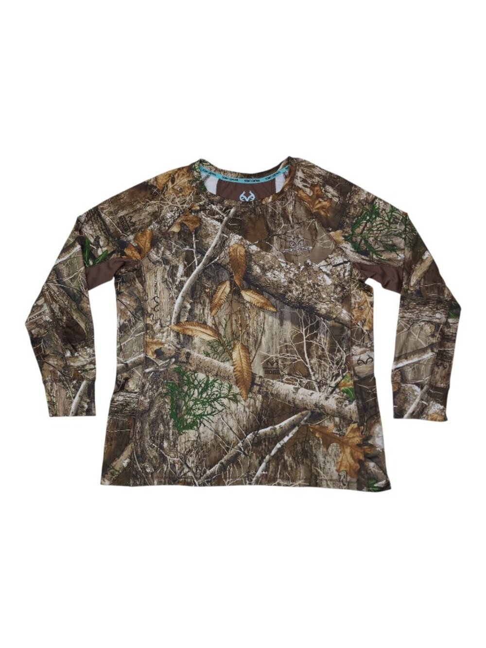 Realtree Boys Long Sleeve Camo Shirt Scent Control Size XL16-18 Stretch Vented